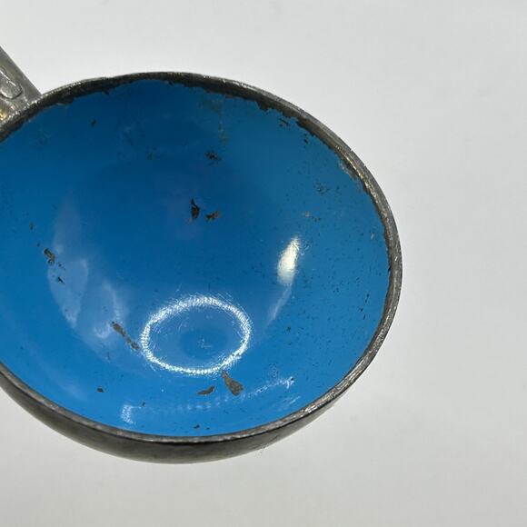 Vintage Blue Enamel Ice Cream Scoop Marked "ADAN" Black Handle 8" - Picture 10 of 14